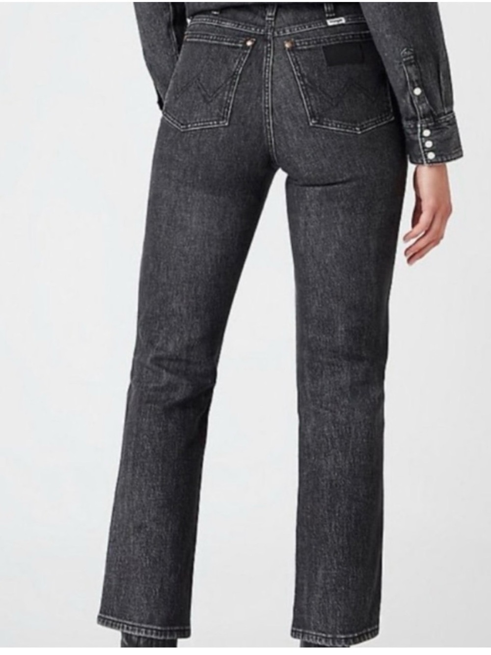 Wrangler Wild West High Rise Straight Leg Distressed Gray Jeans W28 L28 - Picture 6 of 10